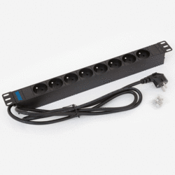 19" Rozvodný panel 8x230V 1U CZ 2m kabel čern