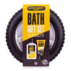 ACCENTRA SET koupelový BATH and BODY TOOLKIT v pouzdře ve tvaru pneumatiky