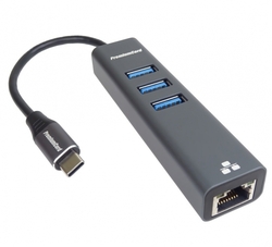 Adapter USB-C na Gigabit 10/100/1000Mbps + 3x USB3.0 konektor
