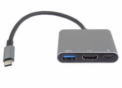 Adaptér USB-C na HDMI + USB3.0 + PD, rozlišení 4K a FULL HD 1080p