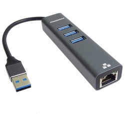 PremiumCord adaptér USB3.2 -> LAN RJ45 ETHERNET 10/100/1000 MBIT + 3x USB3.2 port