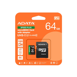 ADATA 64GB MicroSDXC UHS-I U3 V30 + adapter