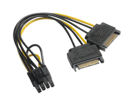 AKASA adaptér 2x SATA na 6+2pin PCIe