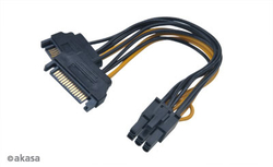 AKASA kabel 2xSATA na 6pin PCIE adaptér, 15cm