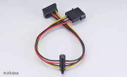 AKASA redukce AK-CBPW01-30 4pin Molex na 2x 15pin SATA Power 30 cm