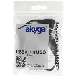 Akyga Hub USB 2.0 4-port, ABS, černá, 15cm