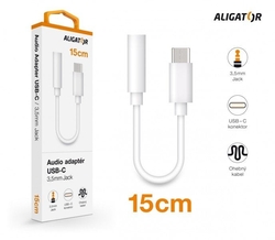 Aligator audio adaptér USB-C / 3,5mm Jack, bílý