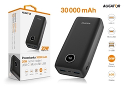 ALIGATOR Power Delivery 20W, 30 000 mAh, černá