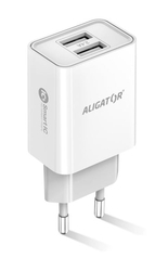 ALIGATOR síťová nabíječka iPhone/iPad 2xUSB výst.2,4A, smart IC, bílá