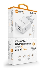 ALIGATOR síťová nabíječka iPhone/iPad 2xUSB výst.2,4A, smart IC, bílá