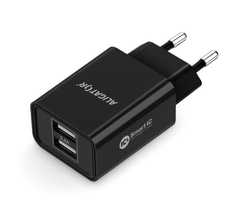 ALIGATOR síťová nabíječka s 2xUSB výstupem, 2,4A, smart IC, černá