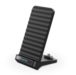 Aligator stojánek s bezdrátovým nabíjením 15W a USB-C konektorem, 2v1, černý