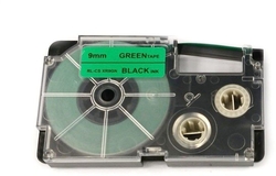 Allprint pro Casio, XR-9GN1, 9mm x 8m, černý tisk / zelený podklad  