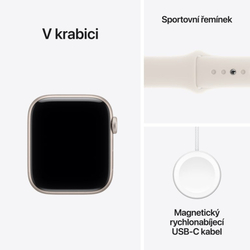 Apple Watch SE 3 GPS + Cellular 44mm Starlight Aluminium Case with Starlight Sport Band - S/M