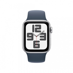 Apple Watch SE 40mm Stříbrný hliník s bouřkově modrým sportovním řemínkem - M/L