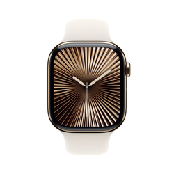 Apple Watch Series 10 GPS + Cellular 42mm Gold Titanium Case with Starlight Sport Band - S/M (MX063QC/A)