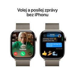 Apple Watch Series 10 GPS + Cellular 42mm Natural Titanium Case with Natural Milanese Loop (MWXF3QC/A)