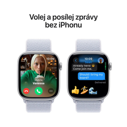 Apple Watch Series 10 GPS + Cellular 42mm Silver Aluminium Case with Blue Cloud Sport Loop (MWX53QC/A)