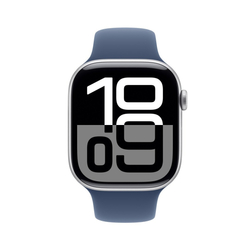 Apple Watch Series 10 GPS + Cellular 42mm Silver Aluminium Case with Denim Sport Band - S/M (MWX33QC/A)
