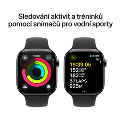 Apple Watch Series 10 GPS + Cellular 42mm Slate Titanium Case with Black Sport Band - S/M (MWXG3QC/A)