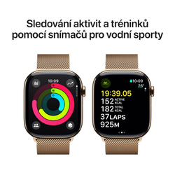 Apple Watch Series 10 GPS + Cellular 46mm Gold Titanium Case with Gold Milanese Loop - S/M (MC7T4QC/A)