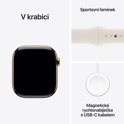 Apple Watch Series 10 GPS + Cellular 46mm Gold Titanium Case with Starlight Sport Band - M/L (MWYY3QC/A)