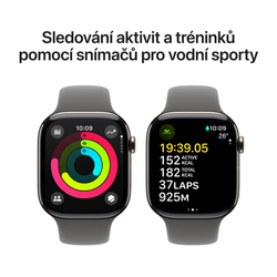 Apple Watch Series 10 GPS + Cellular 46mm Natural Titanium Case with Stone Grey Sport Band - M/L (MWYA3QC/A)