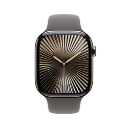 Apple Watch Series 10 GPS + Cellular 46mm Natural Titanium Case with Stone Grey Sport Band - S/M (MWY93QC/A)