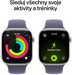 Apple Watch Series 11 GPS 46mm Silver Aluminium Case with Purple Fog Sport Band - S/M