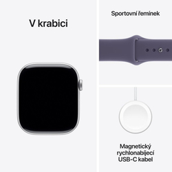 Apple Watch Series 11 GPS 46mm Silver Aluminium Case with Purple Fog Sport Band - S/M