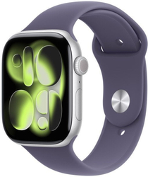 Apple Watch Series 11 GPS 46mm Silver Aluminium Case with Purple Fog Sport Band - S/M