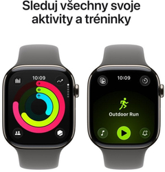 Apple Watch Series 11 GPS + Cellular 42mm Natural Titanium Case with Stone Grey Sport Band - S/M