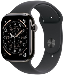 Apple Watch Series 11 GPS + Cellular 42mm Slate Titanium Case with Black Sport Band - M/L