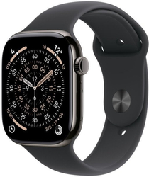 Apple Watch Series 11 GPS + Cellular 42mm Slate Titanium Case with Black Sport Band - S/M