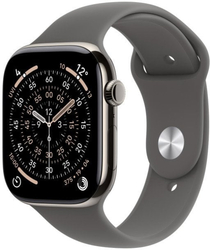 Apple Watch Series 11 GPS + Cellular 46mm Natural Titanium Case with Stone Grey Sport Band - S/M