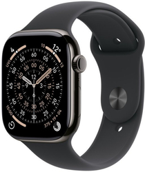 Apple Watch Series 11 GPS + Cellular 46mm Slate Titanium Case with Black Sport Band - S/M