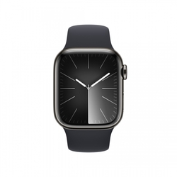 Apple Watch Series 9 41mm Cellular Grafitově šedý nerez s temně inkoustovým sportovním řemínkem - M/L