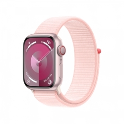 Apple Watch Series 9 41mm Cellular Růžový hliník se světle růžovým provlékacím sportovním řemínkem