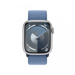 Apple Watch Series 9 41mm Cellular Stříbrný hliník s ledově modrým provlékacím sportovním řemínkem