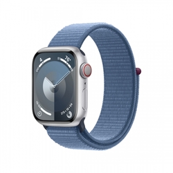 Apple Watch Series 9 41mm Cellular Stříbrný hliník s ledově modrým provlékacím sportovním řemínkem