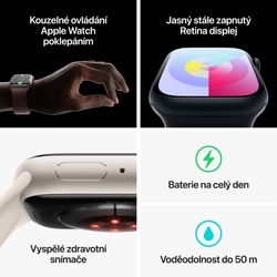 Apple Watch Series 9 41mm Cellular Zlatý nerez s jílově šedým sportovním řemínkem - S/M