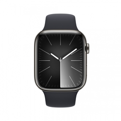 Apple Watch Series 9 45mm Cellular Grafitově šedý nerez s temně inkoustovým sportovním řemínkem - S/M