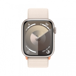 Apple Watch Series 9 45mm Cellular Hvězdně bílý hliník s hvězdně bílým provlékacím sportovním řemínkem