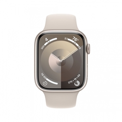 Apple Watch Series 9 45mm Cellular Hvězdně bílý hliník s hvězdně bílým sportovním řemínkem - S/M