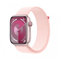 Apple Watch Series 9 45mm Cellular Růžový hliník se světle růžovým provlékacím sportovním řemínkem