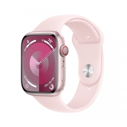Apple Watch Series 9 45mm Cellular Růžový hliník se světle růžovým sportovním řemínkem - S/M