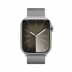 Apple Watch Series 9 45mm Cellular Stříbrný nerez se stříbrným milánským tahem