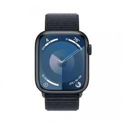 Apple Watch Series 9 45mm Cellular Temně inkoustový hliník s temně inkoustovým provlékacím sportovním řemínkem