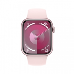 Apple Watch Series 9 45mm Růžový hliník se světle růžovým sportovním řemínkem - M/L