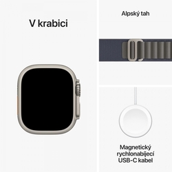 Apple Watch Ultra 2 49mm titanové pouzdro s modrým alpským tahem - Medium